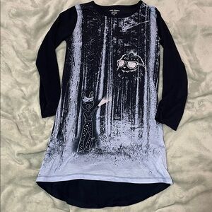 Navy Blue & Light Blue Long Sleeve Pyjama Dress